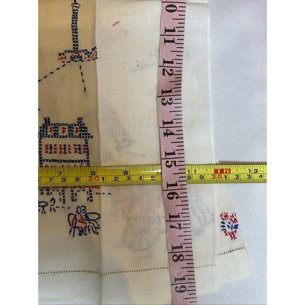 2 Vtg C’est La Vie Cross Stitch Hand Embroider Napkins Towels French Cottagecore